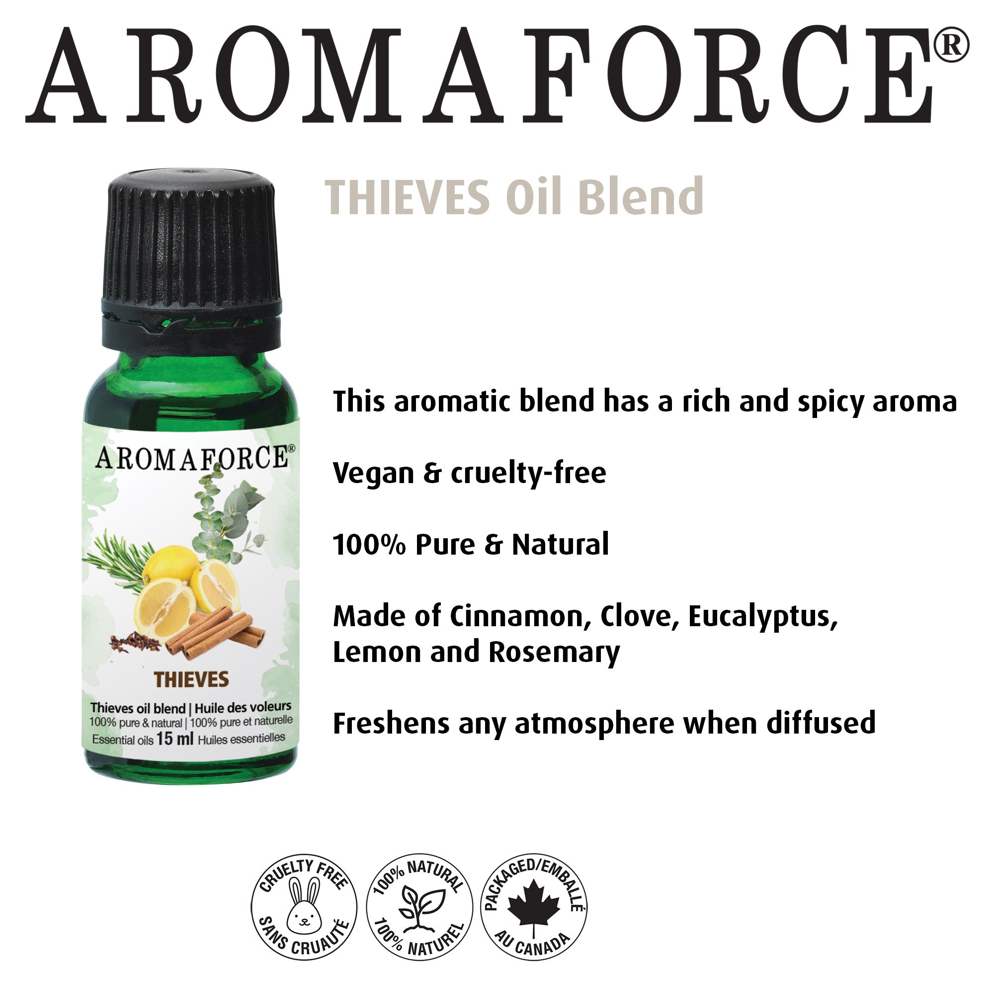 Thieves Oil Blend 100% Pure & Natural 15mL - Aromaforce - A.Vogel Canada