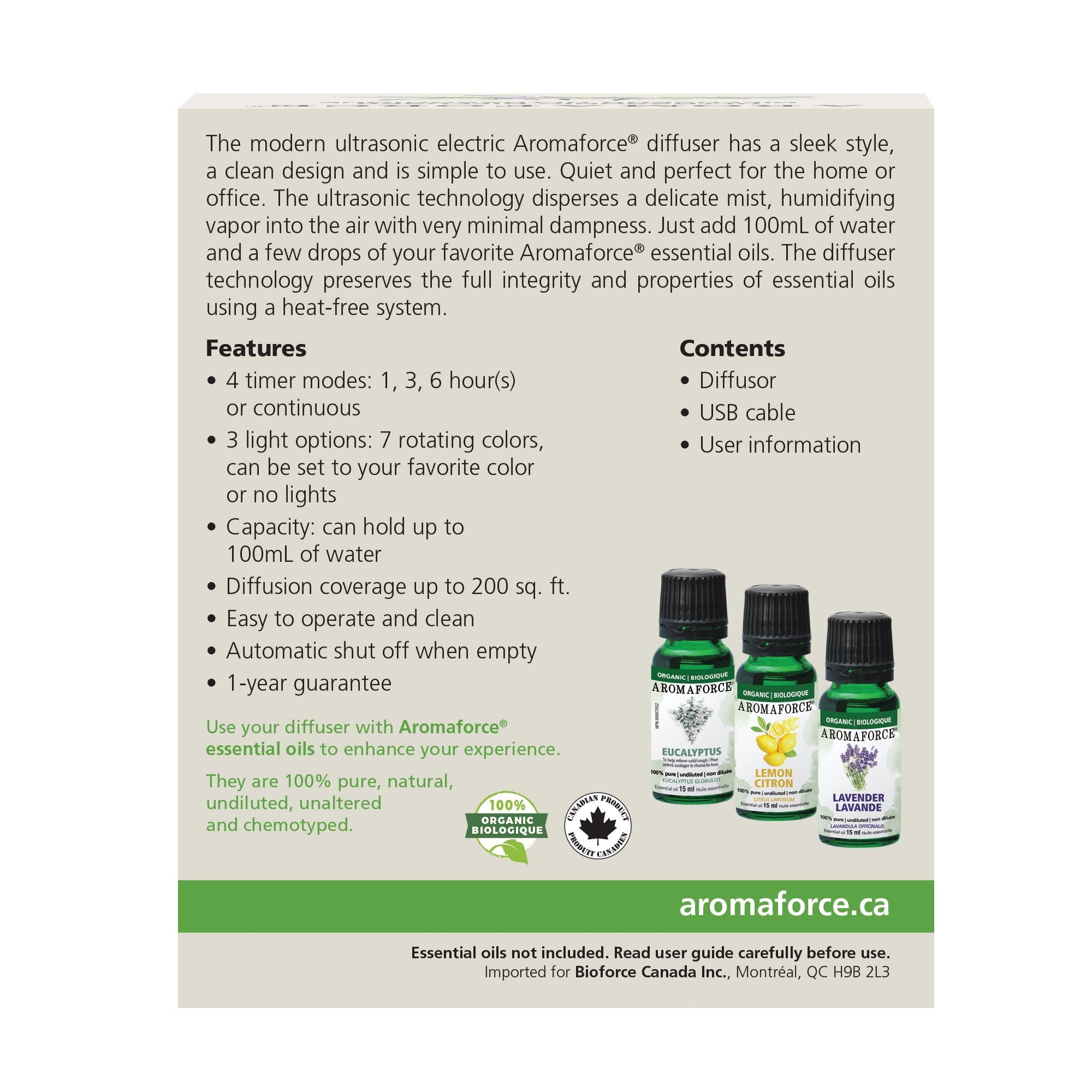 Ultrasonic Diffuser Small - Aromaforce - A.Vogel Canada