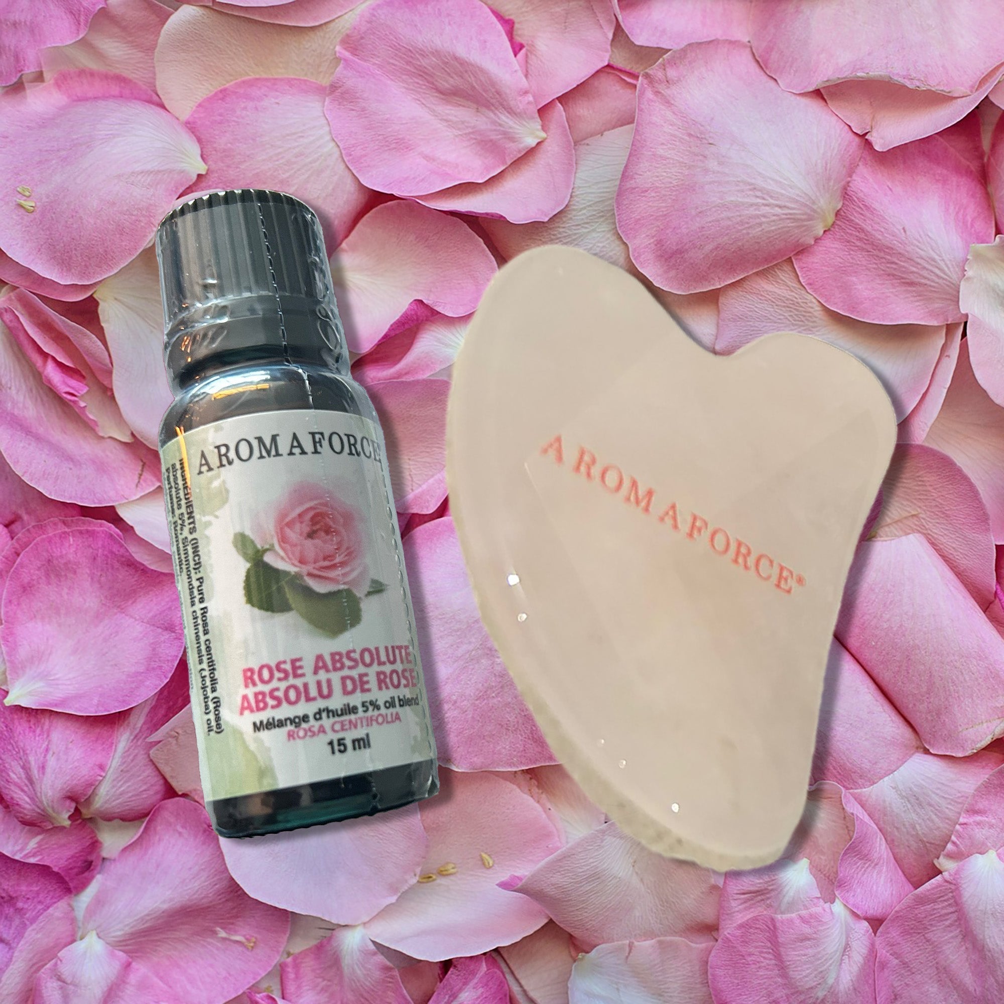 Aromaforce Beauty Kit - Gua Sha and Rose Essential Oil blended with Jojoba - A.Vogel Canada